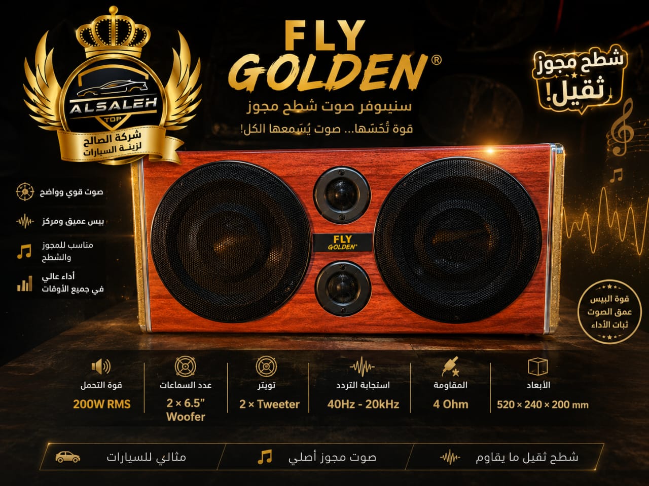 مضخم صوت 2 بفل من ماركة FLY GOLDEN